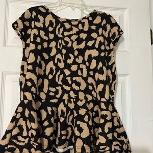 SHEIN Black and Tan Animal Print Polyester Top.